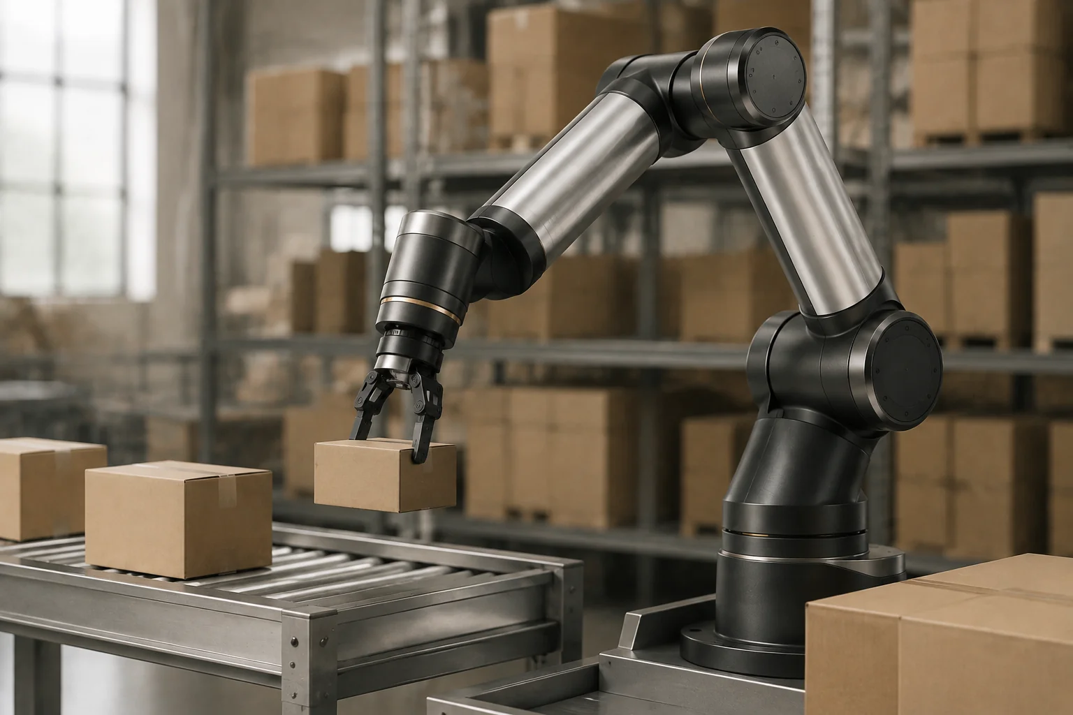 Robonova robotic arm in a logistics & warehousing setting